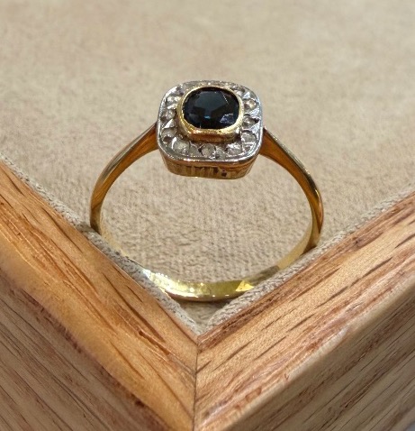 bague art déco 1925 Saphir et Roses De Diamant-photo-2