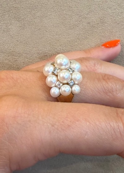 Bague perles et diamants-photo-2