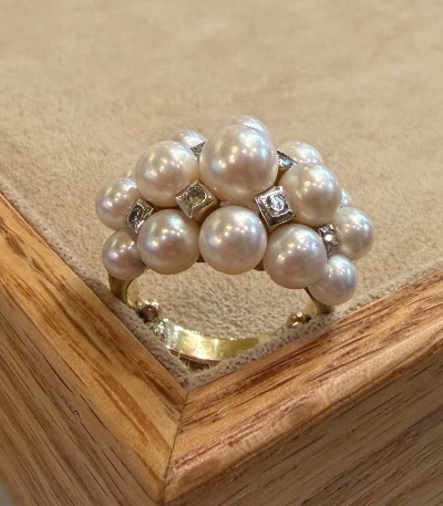 Bague perles et diamants-photo-3