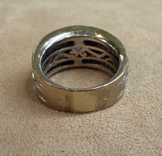 Bague bandeau saphir et diamants-photo-4