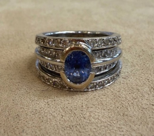 Bague bandeau saphir et diamants