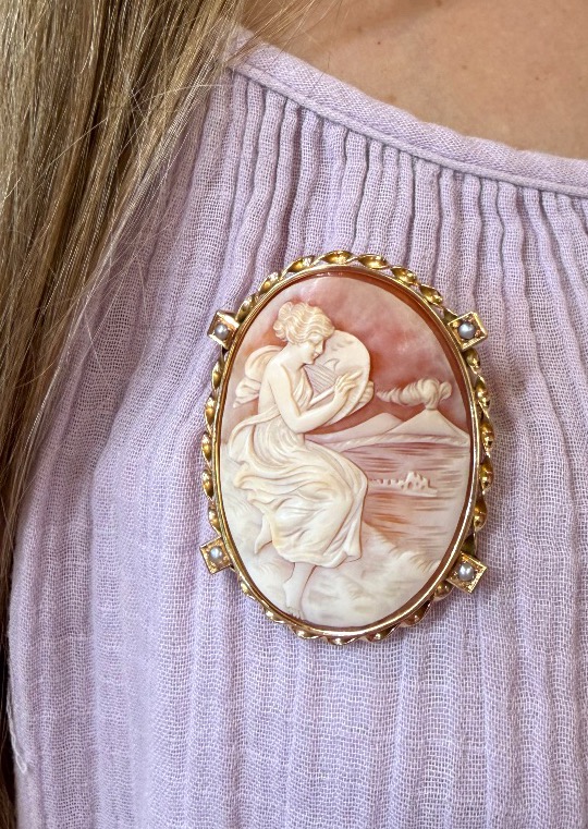 Broche camée perles-photo-2