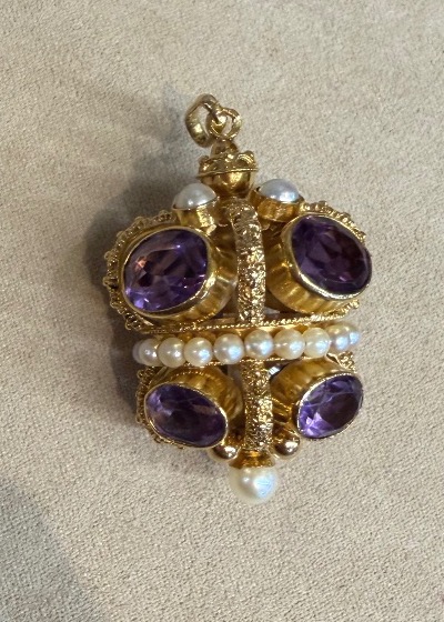 Pendentif améthystes et perles-photo-2