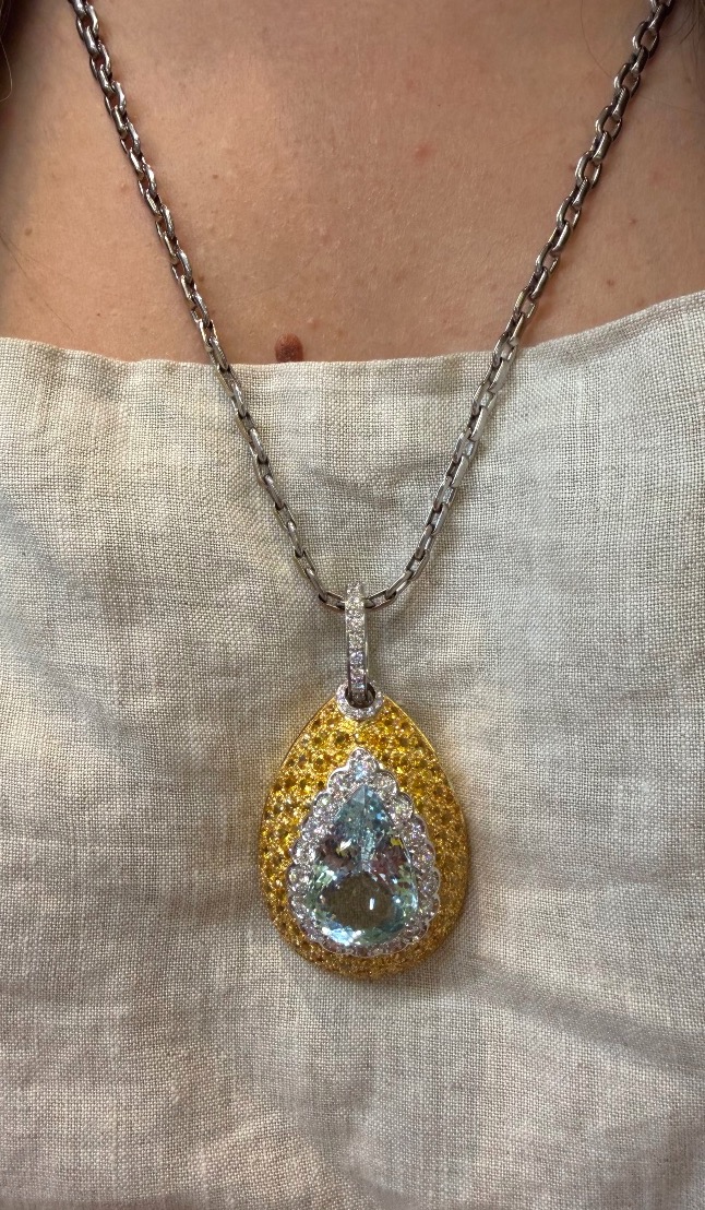 Pendentif goutte aigue marine-photo-3