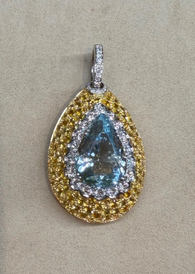 Pendentif goutte aigue marine-photo-4