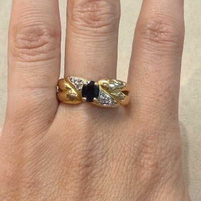 Bague saphir et diamants-photo-4