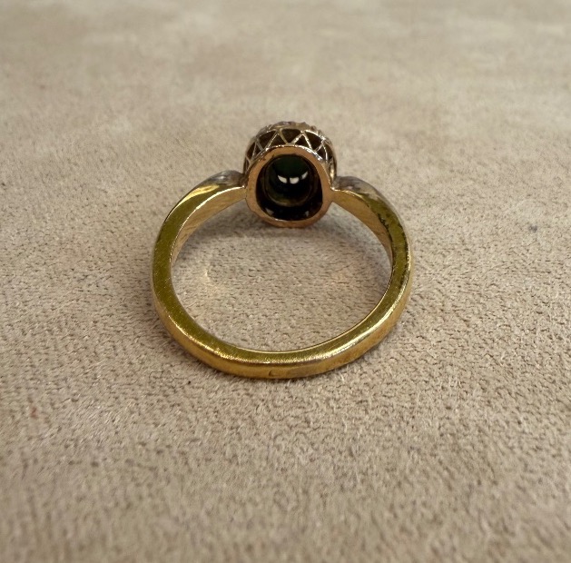 Bague turquoise et roses de diamants -photo-3