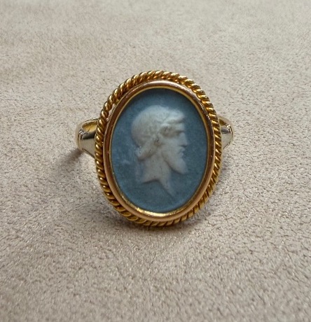 Bague camée agate bleu-photo-2