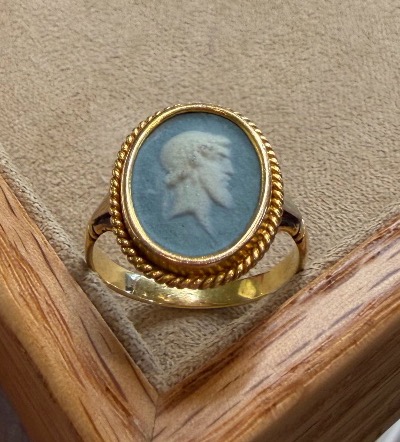 Bague camée agate bleu-photo-3