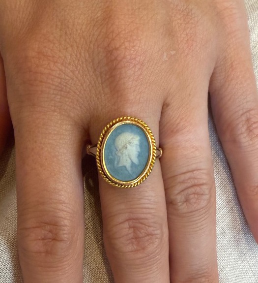 Bague camée agate bleu-photo-4