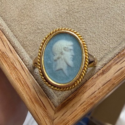 Bague camée agate bleu