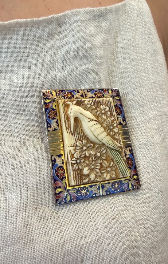 Broche émail et ivoire-photo-4