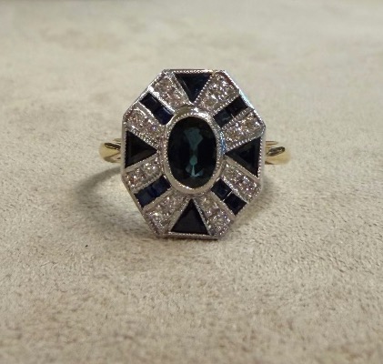 Bague pavage saphirs et diamants-photo-2