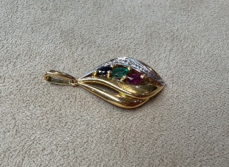 Pendentif flamme rubis emeraude saphir et diamants-photo-4