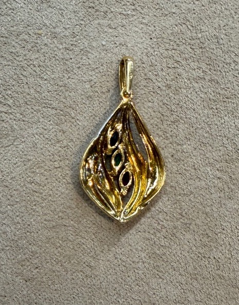 Pendentif flamme rubis emeraude saphir et diamants-photo-3