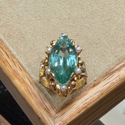 Bague marquise Beryl et perles-photo-3