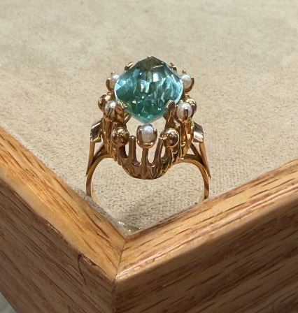 Bague marquise Beryl et perles-photo-4