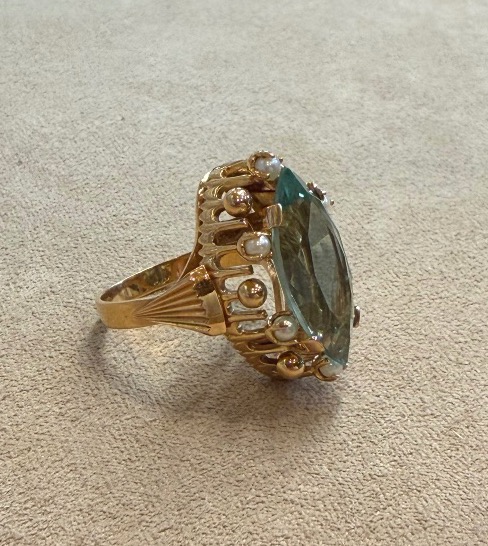 Bague marquise Beryl et perles-photo-3