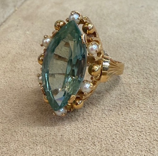 Bague marquise Beryl et perles