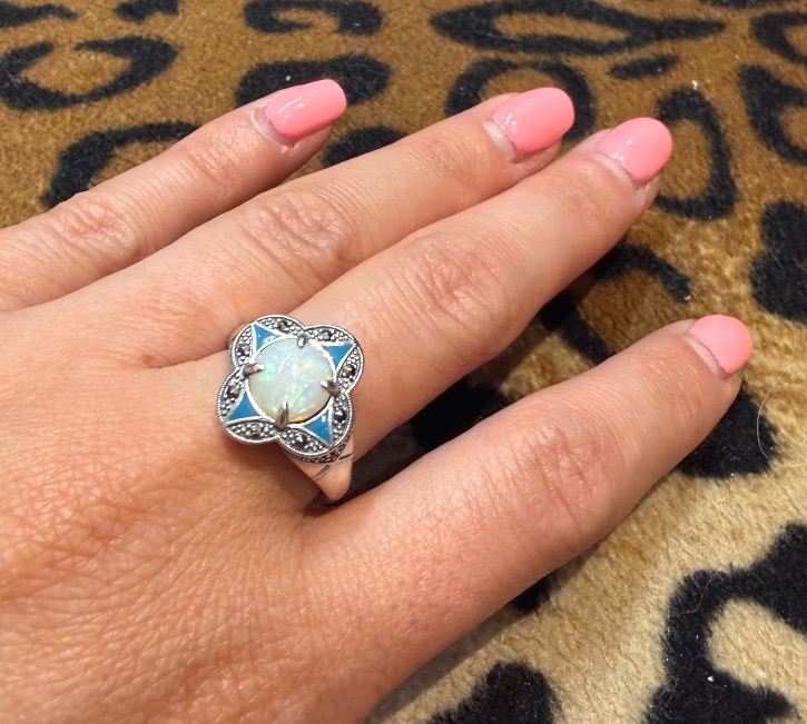 Opal And Marcasite Ring-photo-3