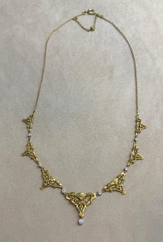 Collier 1900 draperie et diamants-photo-2