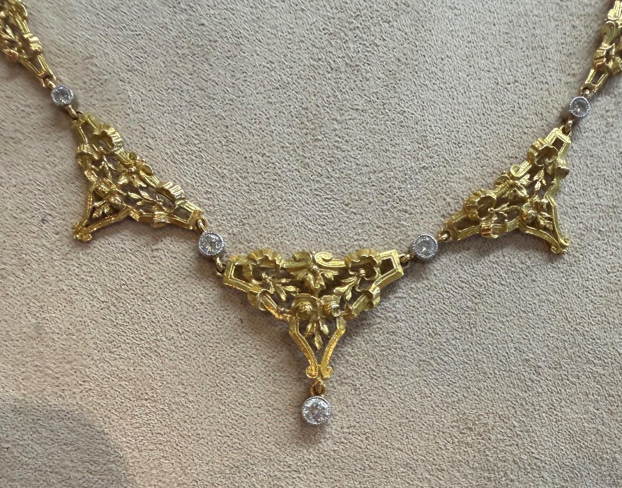 Collier 1900 draperie et diamants-photo-3