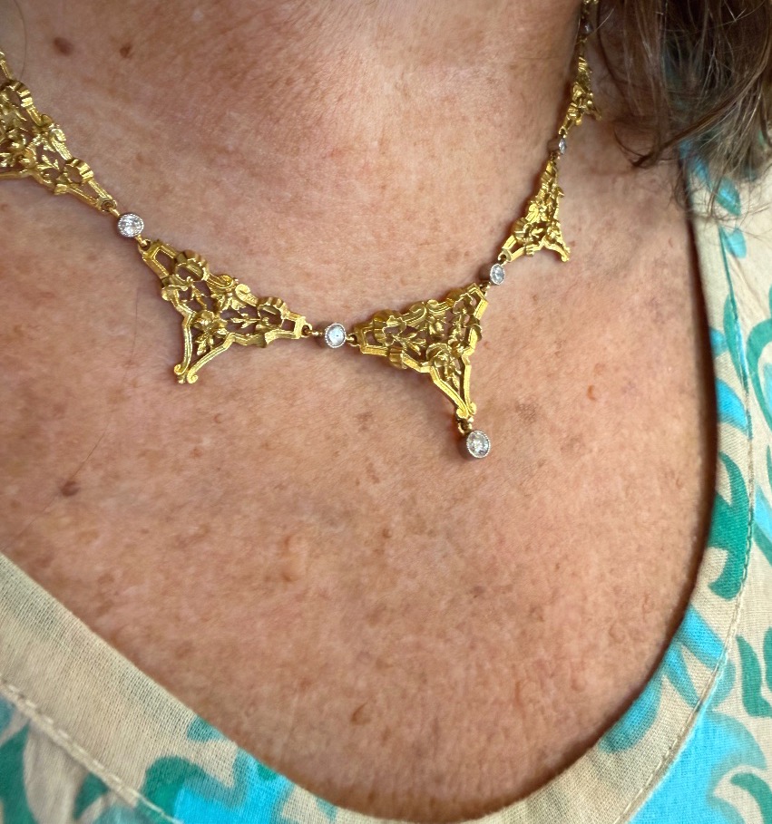 Collier 1900 draperie et diamants-photo-4
