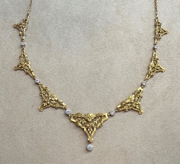 Collier 1900 draperie et diamants-photo-2