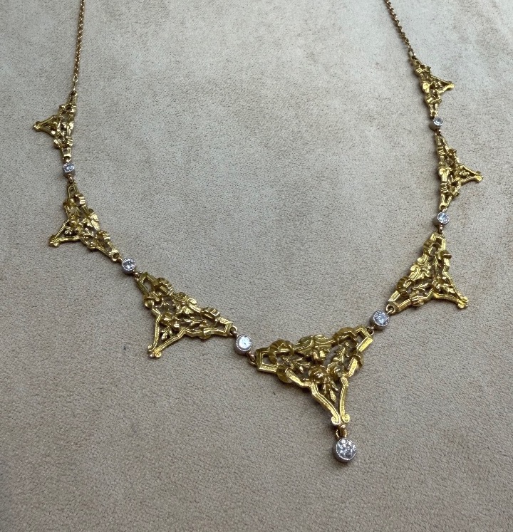 Collier 1900 draperie et diamants-photo-3