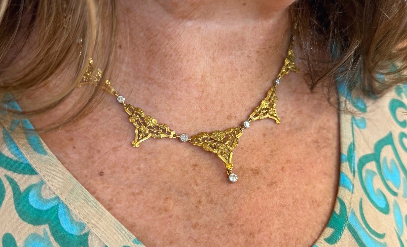 Collier 1900 draperie et diamants-photo-4
