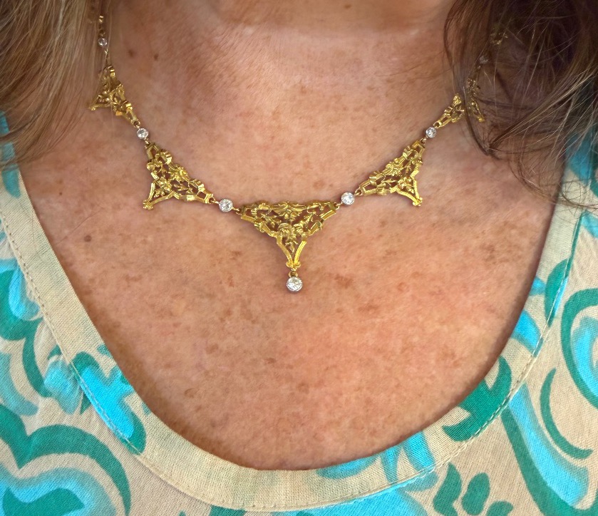 Collier 1900 draperie et diamants