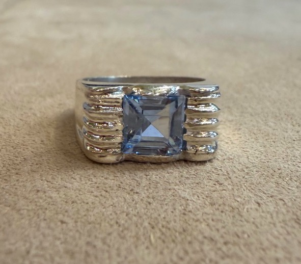 Bague tank aigue marine