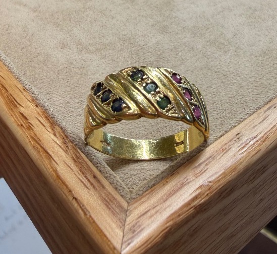 Band Ring With Sapphires, Emeralds, And Rubies-photo-2