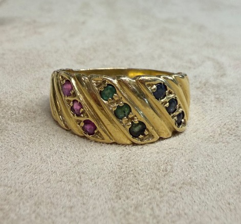 Band Ring With Sapphires, Emeralds, And Rubies