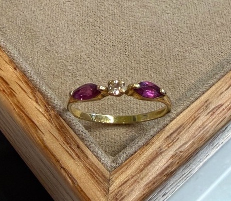 Bague ligne Rubis et diamant-photo-2