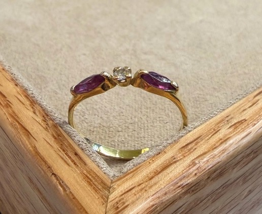 Bague ligne Rubis et diamant-photo-3
