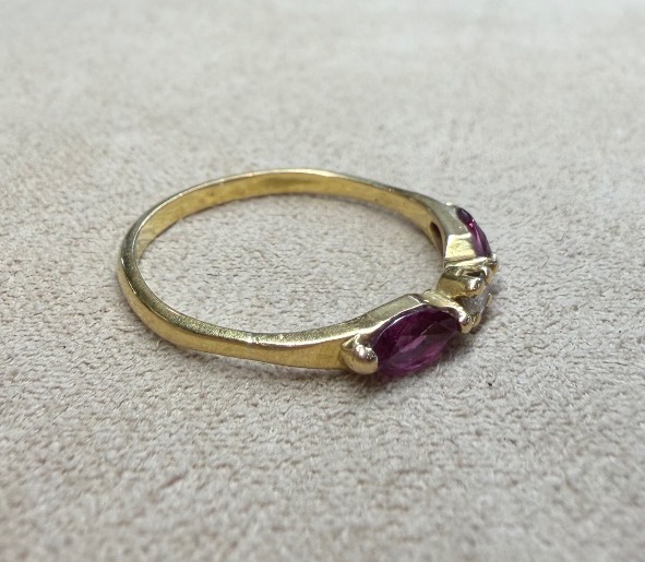 Bague ligne Rubis et diamant-photo-4
