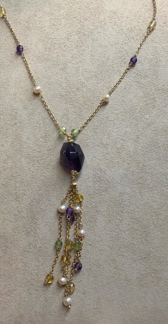 Collier perles améthystes péridots-photo-3