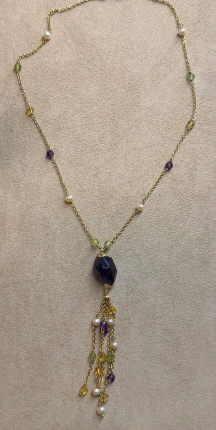 Collier perles améthystes péridots-photo-5