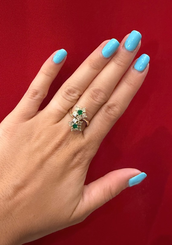 Bague emeraudes et diamants-photo-3