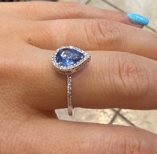 Bague poire saphir-photo-3