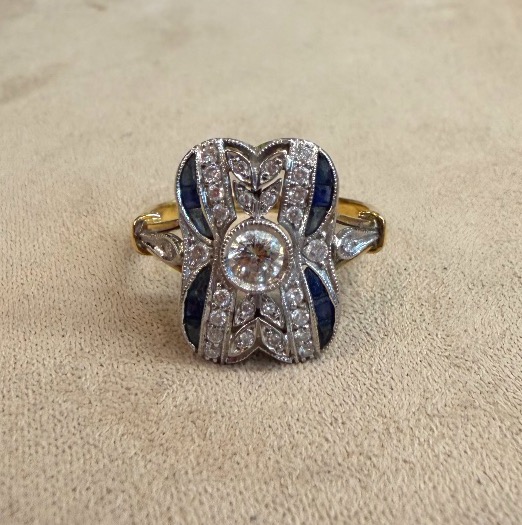 Bague saphir et diamants-photo-2