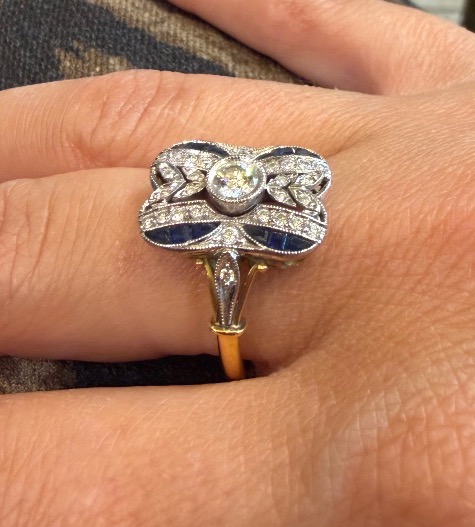 Bague saphir et diamants-photo-2