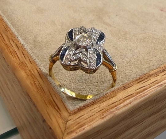 Bague saphir et diamants-photo-3