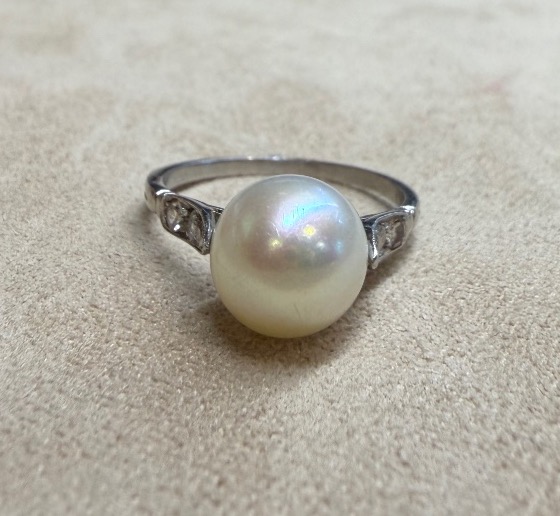 Bague perle et diamants-photo-3