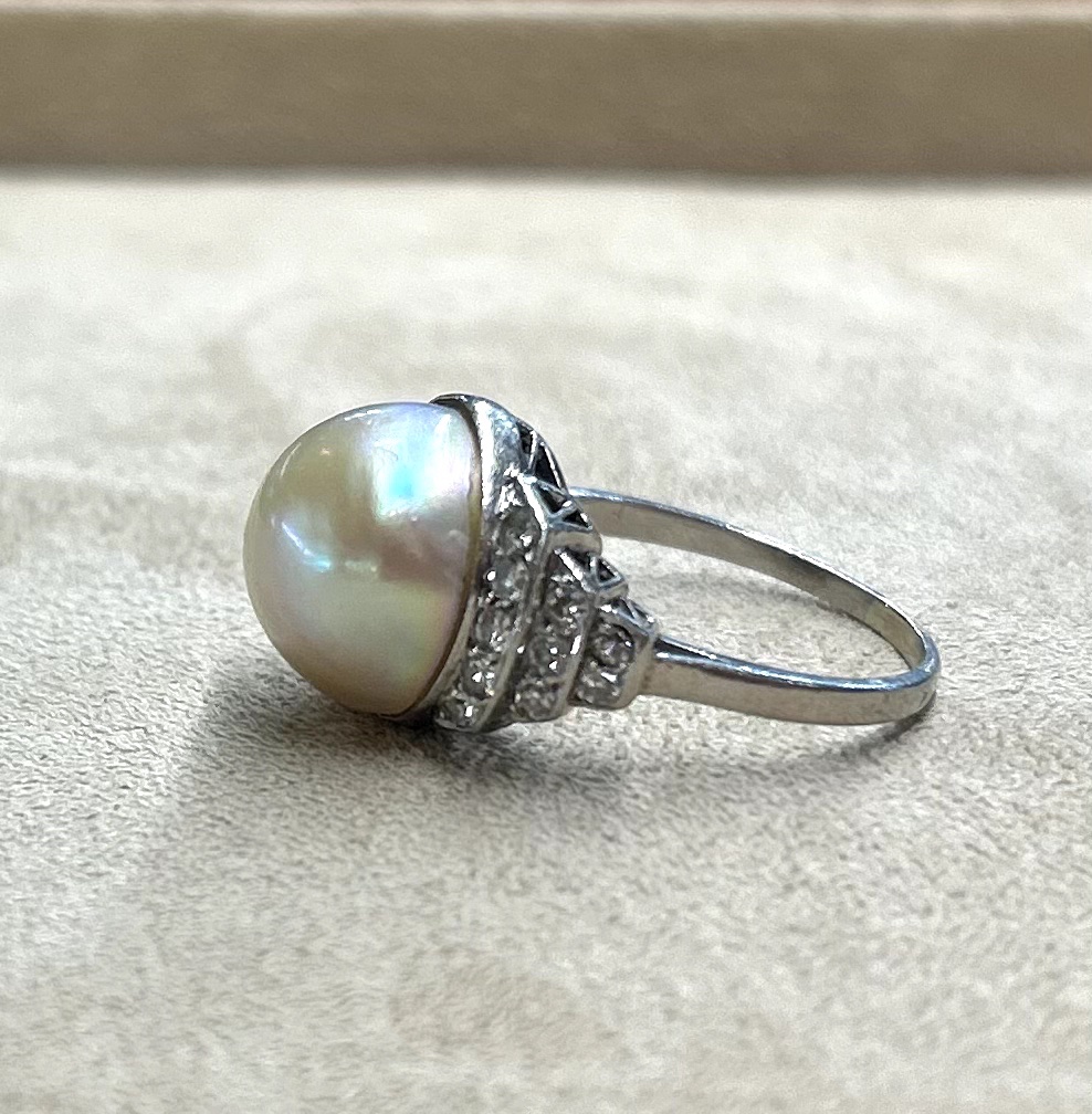 Bague Perle et diamants-photo-2