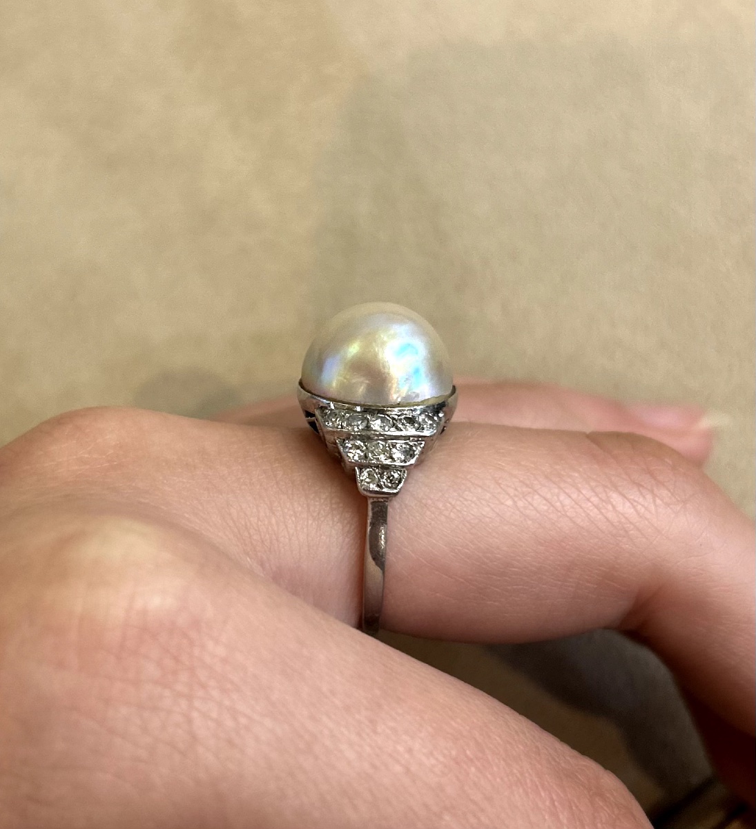 Bague Perle et diamants-photo-3