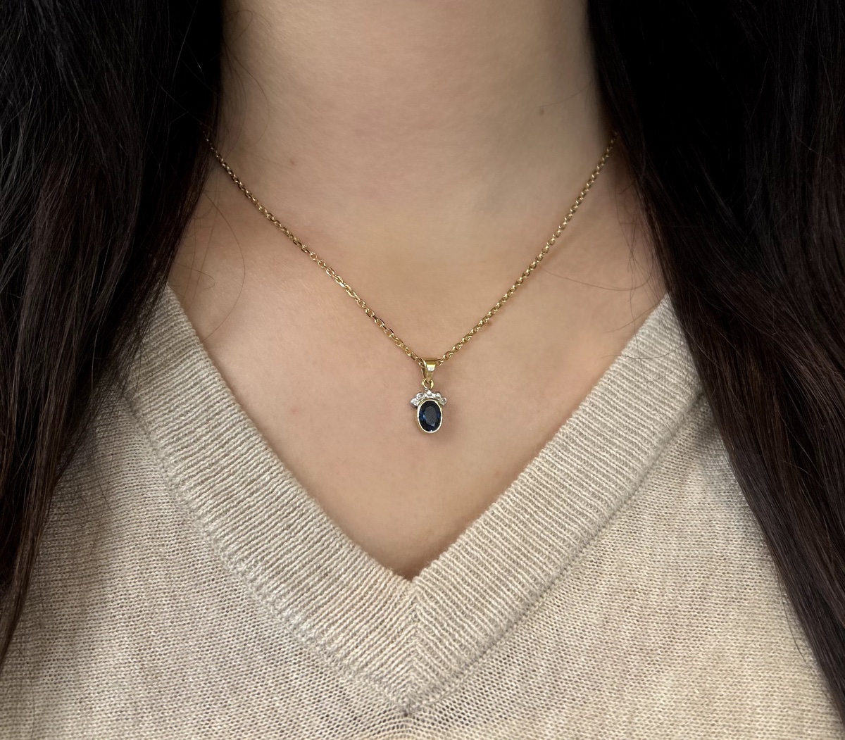 Pendentif Saphir et Diamants-photo-4