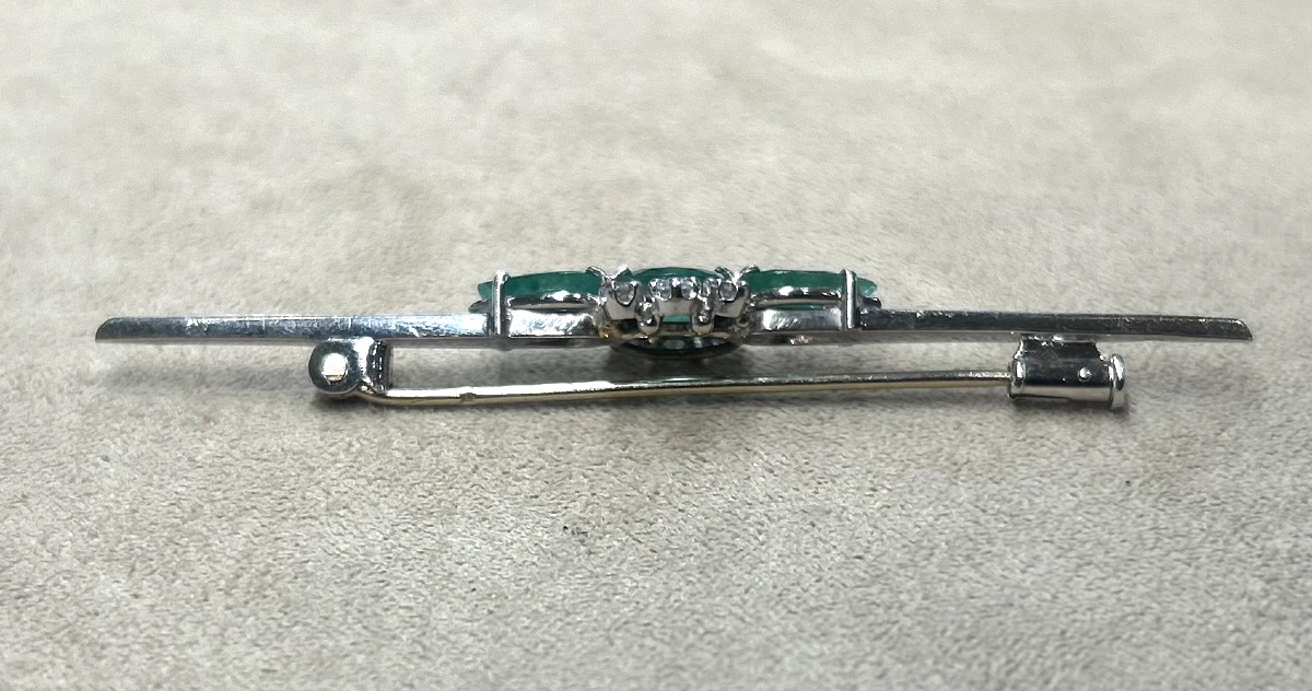 Broche barrette Emeraude et Diamants-photo-4