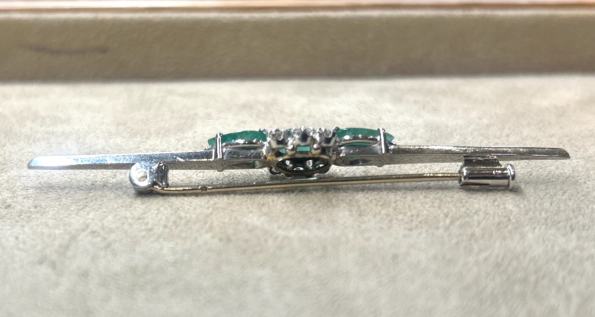 Broche barrette Emeraude et Diamants-photo-1